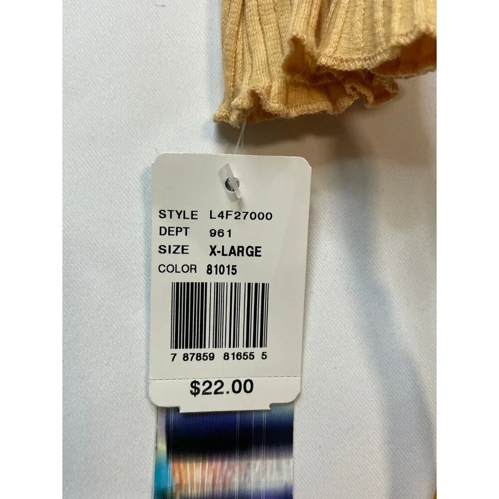 L.E.I. long sleeve shirt womens XL ribbon boat collar LEI L4F27000 tan new - Picture 8 of 11